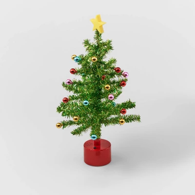 21" Battery Operated Rotating Tinsel Christmas Tree Green - Wondershop™ 1 21" Battery Operated Rotating Tinsel Christmas Tree Green - Wondershop™