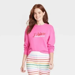 Women's J'Adore Christmas Matching Family Sweatshirt - Wondershop™ Pink -Wonder Deals Store GUEST 0813f1ee 3cef 4df0 8272 420919723d37