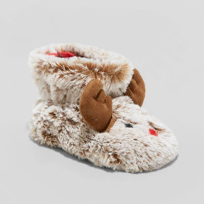 Baby Holiday Red Nose Rudolf Bootie Slippers - Wondershop™ Brown 4 Baby Holiday Red Nose Rudolf Bootie Slippers - Wondershop™ Brown - Image 4