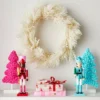 22" Flocked Faux Pampas Grass Hard Needle Artificial Christmas Wreath With Pearl Berries Ivory - Wondershop™