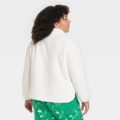 Women's Faux Shearling Matching Family Half Zip Pullover - Wondershop™ White