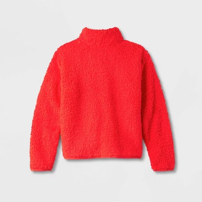 Kids' Faux Shearling Matching Family Half Zip-Up Pullover - Wondershop™ Red 2 Kids' Faux Shearling Matching Family Half Zip-Up Pullover - Wondershop™ Red - Image 2