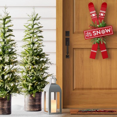 Metal Skis 'Let It Snow' Wall Décor Red/White - Wondershop™ 1 Metal Skis 'Let It Snow' Wall Décor Red/White - Wondershop™