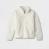 Kids' Faux Shearling Matching Family Half Zip-Up Pullover - Wondershop™ White