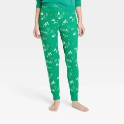 Women's Ski Scene Matching Family Thermal Pajama Pants - Wondershop™ Green -Wonder Deals Store GUEST 747fa433 4c3e 42bf be6c ec530b879b0e