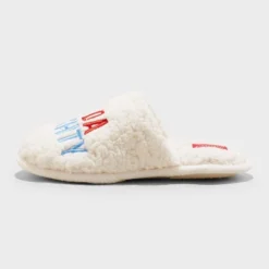 Women's Holiday Kinda Naughty Kinda Nice Scuff Slippers - Wondershop™ Cream
