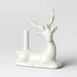 8.25" Taper Crackled Ceramic Deer Christmas Candle Holder White - Wondershop™ -Wonder Deals Store GUEST 9e94e409 2e85 4313 a7dd f2b16fdd0709