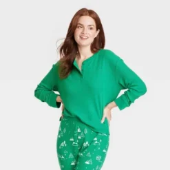 Women's Matching Family Thermal Pajama Top - Wondershop™ Green -Wonder Deals Store GUEST a6442f58 85fa 42be 8bde f38f13d09415