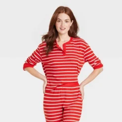 Women's Striped Matching Family Thermal Pajama Top - Wondershop™ Red -Wonder Deals Store GUEST af93c997 f3b4 4264 b838 191739eb62cc