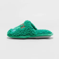 Kids' Holiday Santa's Little Helper Scuff Slippers - Wondershop™ Green
