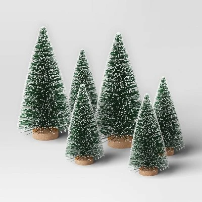 12pc Battery Operated Lit Metal House With Bottle Brush Trees And Snowmen Christmas Village Set - Wondershop™ Black 4 12pc Battery Operated Lit Metal House With Bottle Brush Trees And Snowmen Christmas Village Set - Wondershop™ Black - Image 4