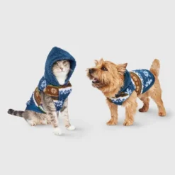 Snow Shoe Lodge Fairisle Faux Shearling Cat And Dog Hoodie - Blue/Brown - Wondershop™ -Wonder Deals Store GUEST bf65cf1d 02de 4156 b2f9 6efbd3e25a3c