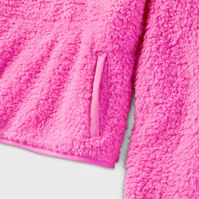 Kids' Faux Shearling Matching Family Half Zip-Up Pullover - Wondershop™ Pink 3 Kids' Faux Shearling Matching Family Half Zip-Up Pullover - Wondershop™ Pink - Image 3
