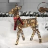 LED 37" Faux Rattan Doe Christmas Novelty Sculpture Light Warm White - Wondershop™