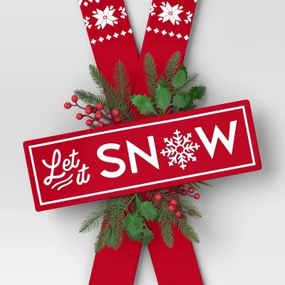 Metal Skis 'Let It Snow' Wall Décor Red/White - Wondershop™ 3 Metal Skis 'Let It Snow' Wall Décor Red/White - Wondershop™ - Image 3