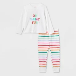 Toddler Striped Oh What Fun Matching Family Thermal Pajama Set - Wondershop™