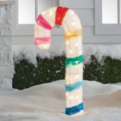 34" Incandescent Tinsel Candy Cane Christmas Novelty Sculpture Light Warm White - Wondershop™
