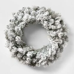 28in Pre-lit Flocked Artificial Cashmere Christmas Wreath Clear Lights - Wondershop™