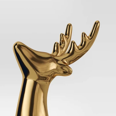 8.75" Plated Ceramic Sitting Deer Animal Figurine - Wondershop™ Gold 2 8.75" Plated Ceramic Sitting Deer Animal Figurine - Wondershop™ Gold - Image 2